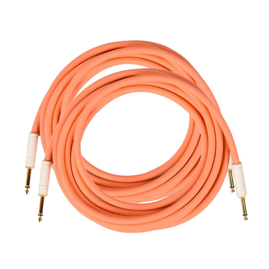 Fender Deluxe Instrument Cable Pacific Peach 10' Straight-Straight 2 Pack Bundle Accessories / Cables