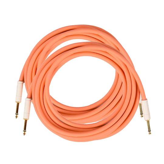 Fender Deluxe Instrument Cable Pacific Peach 10' Straight-Straight 2 Pack Bundle Accessories / Cables