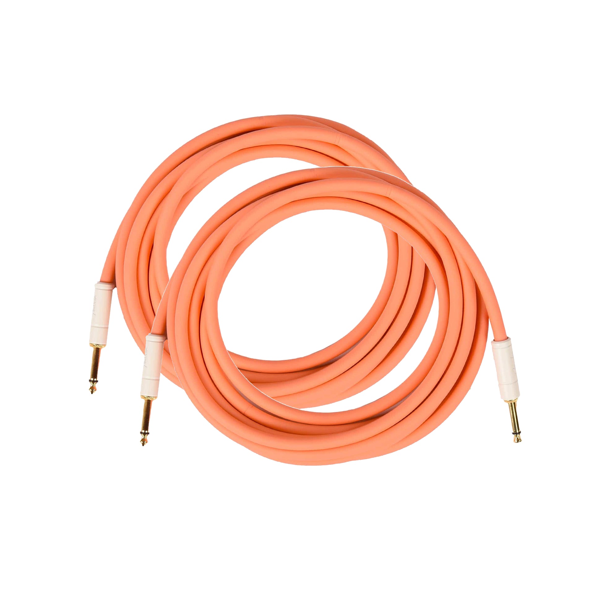 Fender Deluxe Instrument Cable Pacific Peach 18.6' Straight-Straight 2 Pack Bundle Accessories / Cables