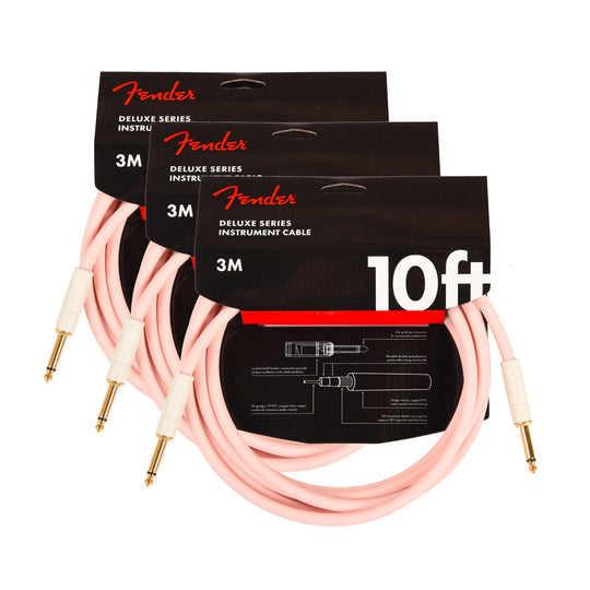Fender Deluxe Instrument Cable Shell Pink 10' Straight-Straight (CME Exclusive) 3 Pack Bundle Accessories / Cables