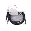 Fender Professional 10' Instrument Cable Black A/S 2 Pack Bundle Accessories / Cables