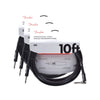 Fender Professional 10' Instrument Cable Black A/S 3 Pack Bundle Accessories / Cables
