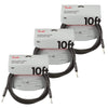 Fender Professional 10' Instrument Cable Black S/S 3 Pack Bundle Accessories / Cables