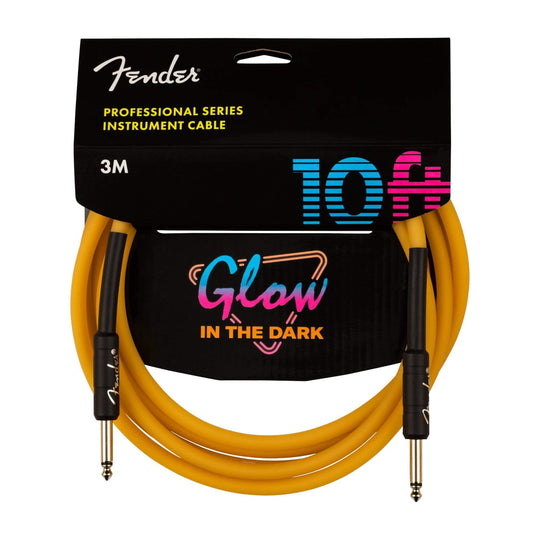 Fender Professional Glow-in-the-Dark Instrument Cable 10' Orange Straight-Straight Accessories / Cables