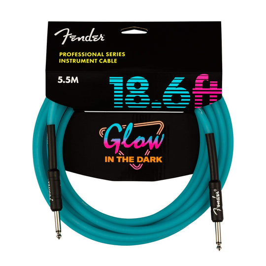 Fender Professional Glow-in-the-Dark Instrument Cable 18.6' Blue Straight-Straight Accessories / Cables