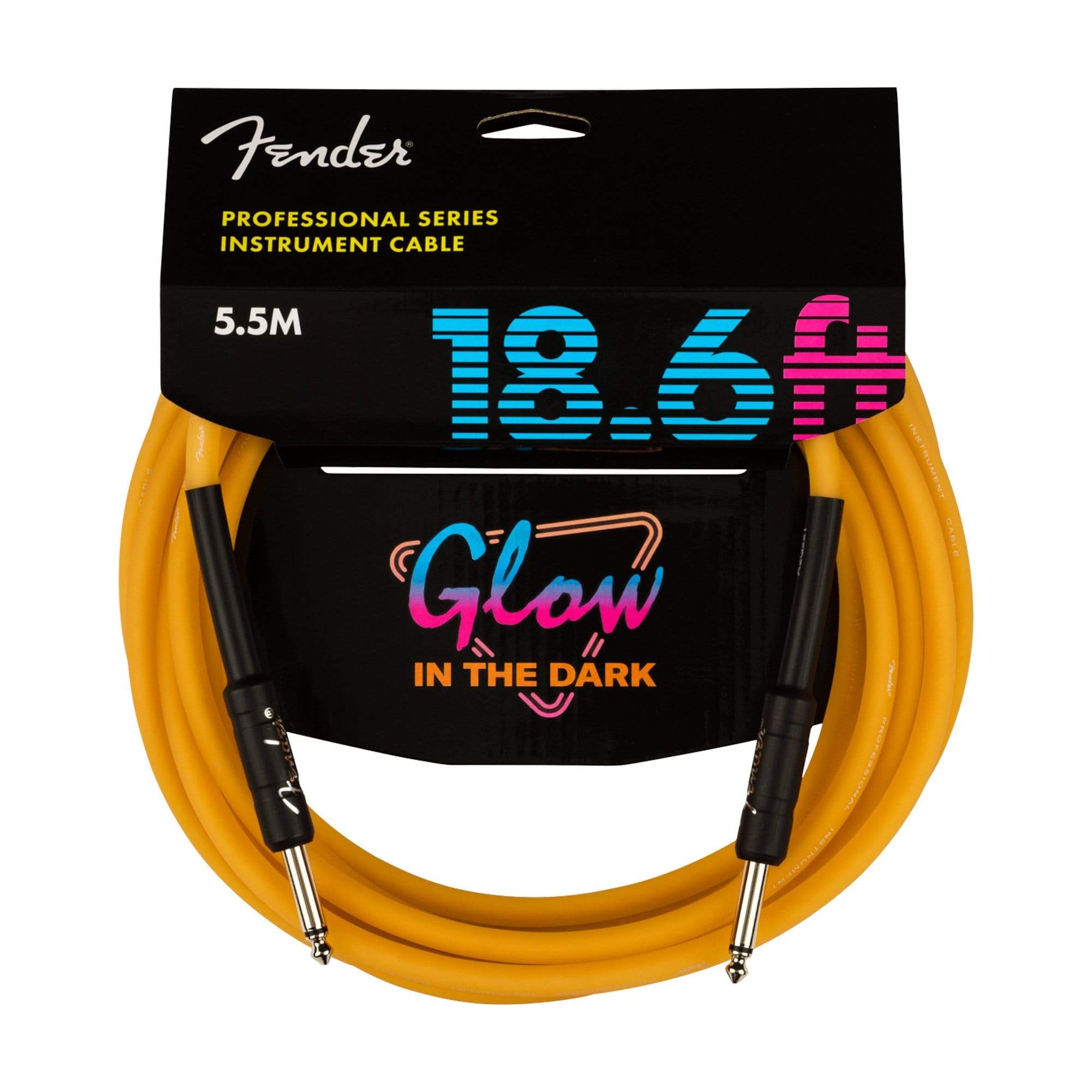 Fender Professional Glow-in-the-Dark Instrument Cable 18.6' Orange Straight-Straight Accessories / Cables