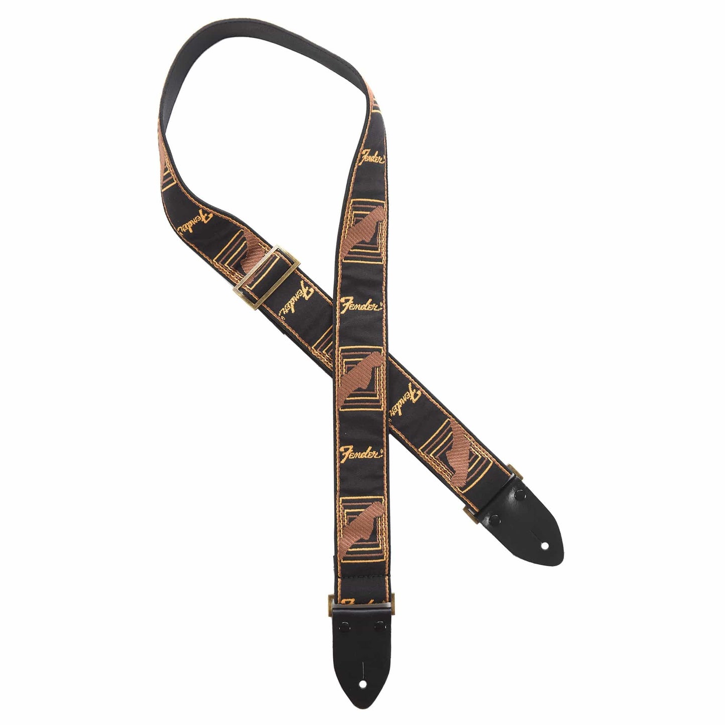 Fender Legacy Monogram Strap Black/Yellow/Brown Accessories / Straps