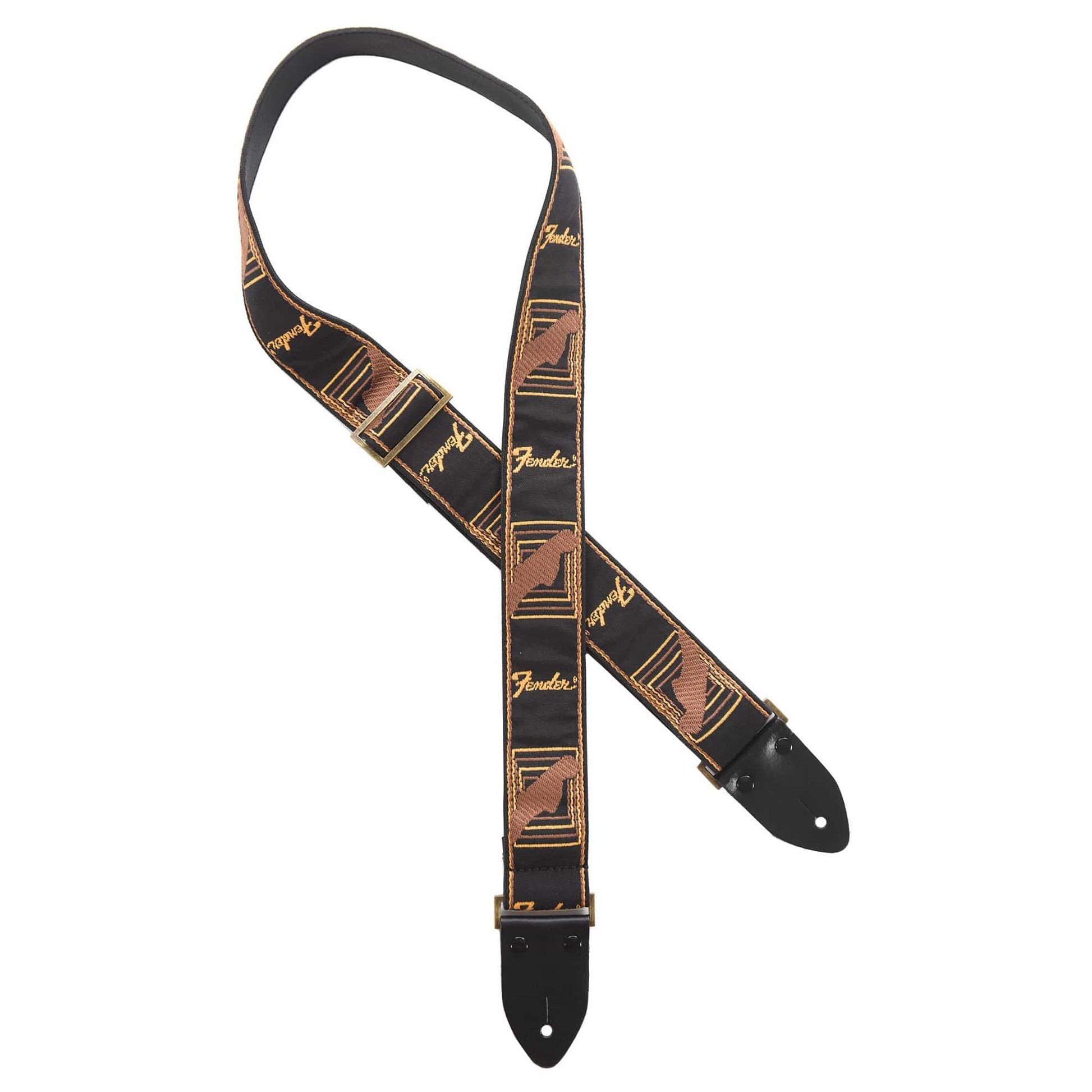 Fender Legacy Monogram Strap Black/Yellow/Brown Accessories / Straps