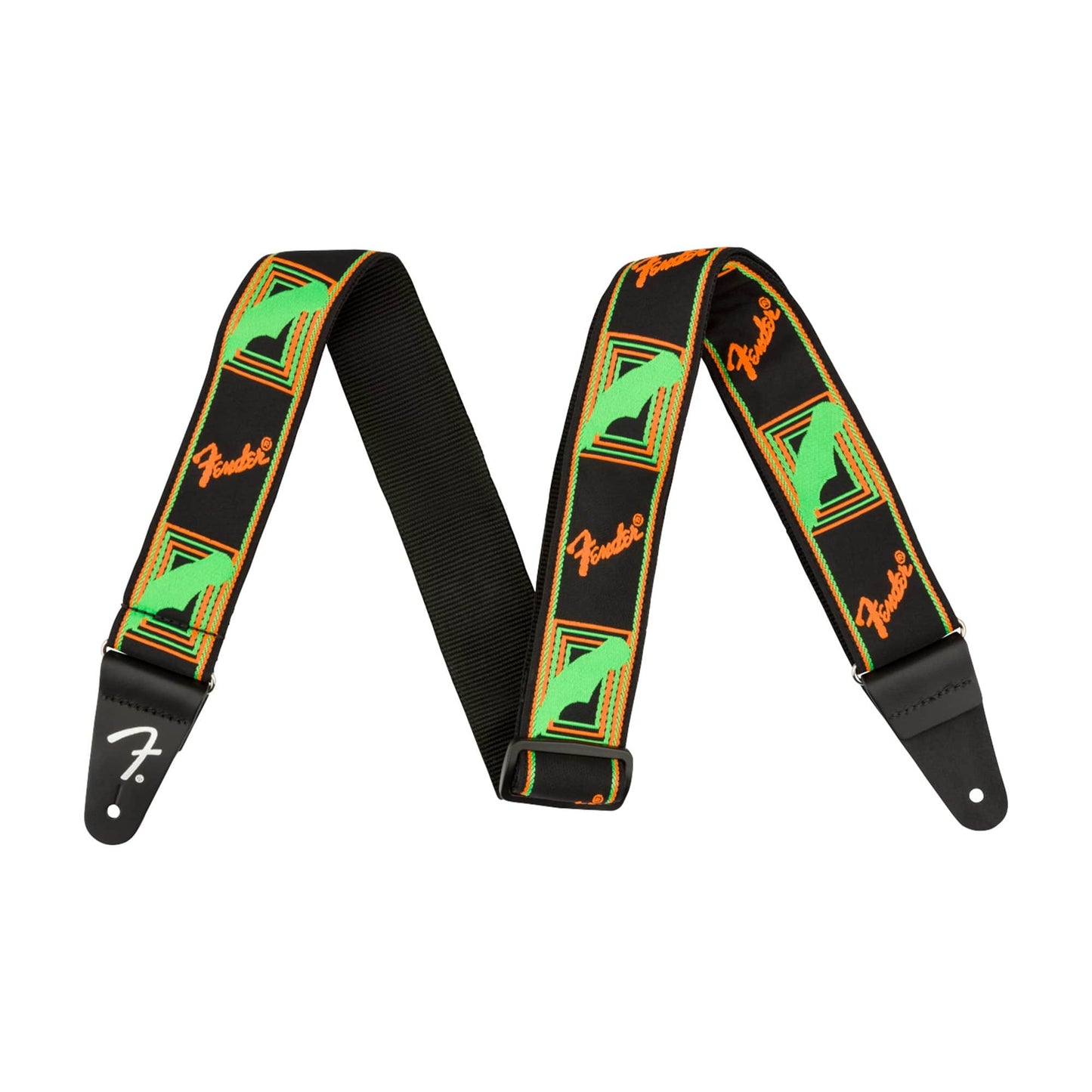 Fender Neon Monogram Guitar Strap Green/Orange Accessories / Straps