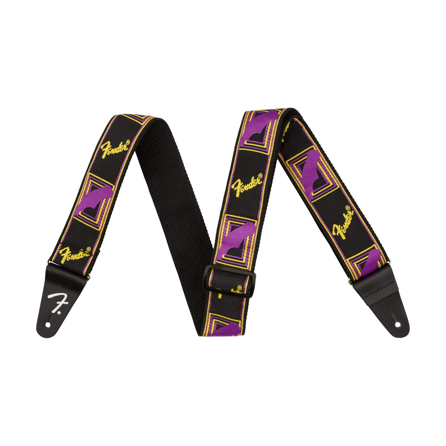 Fender Neon Monogram Guitar Strap Purple/Yellow Accessories / Straps