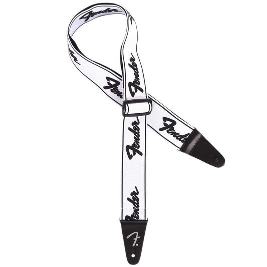 Fender Weightless Running Logo Strap Inversed White w/Black Lettering Accessories / Straps