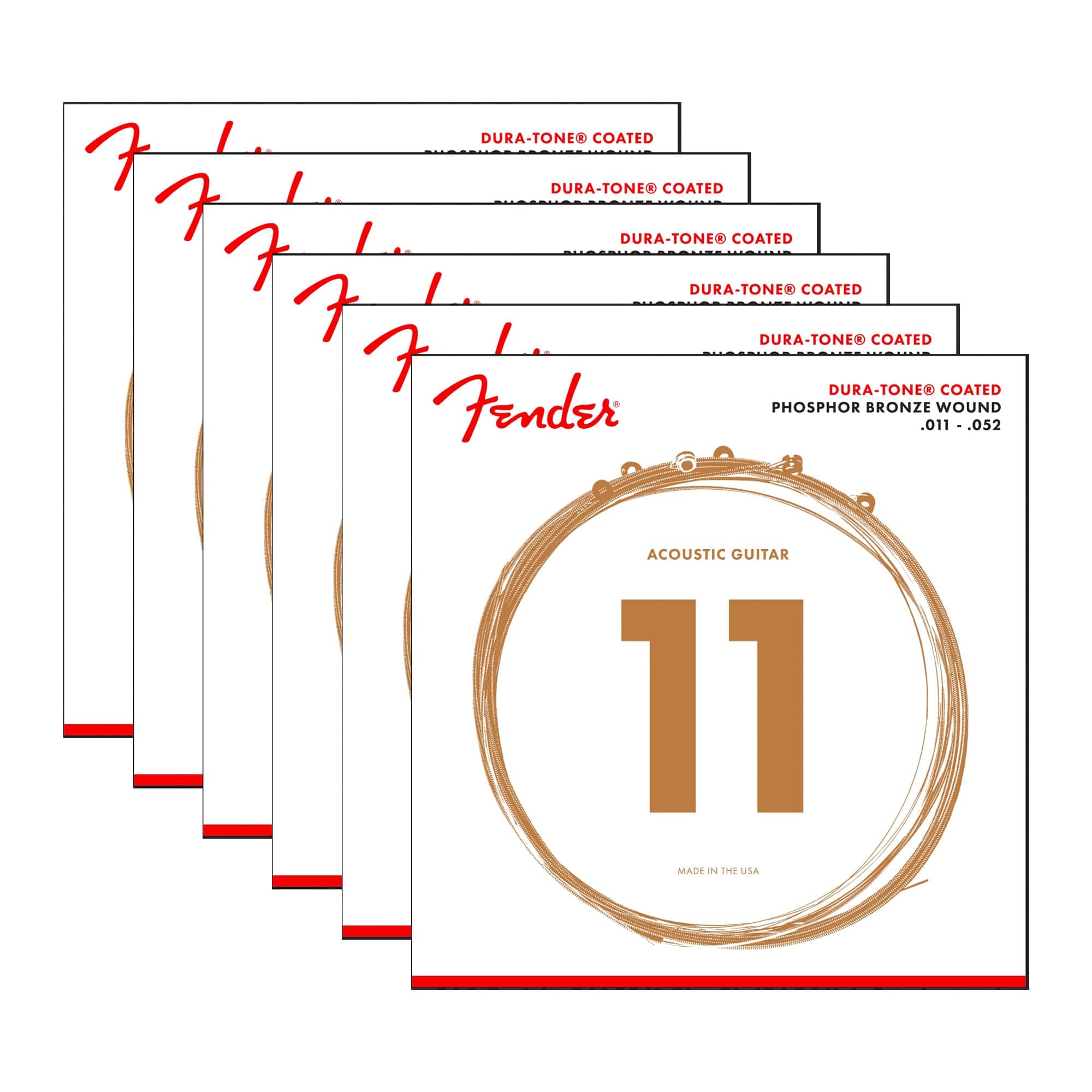 Fender Dura-Tone Coated Phosphor Bronze Acoustic Guitar Strings – .011-.052 Gauge (860CL)