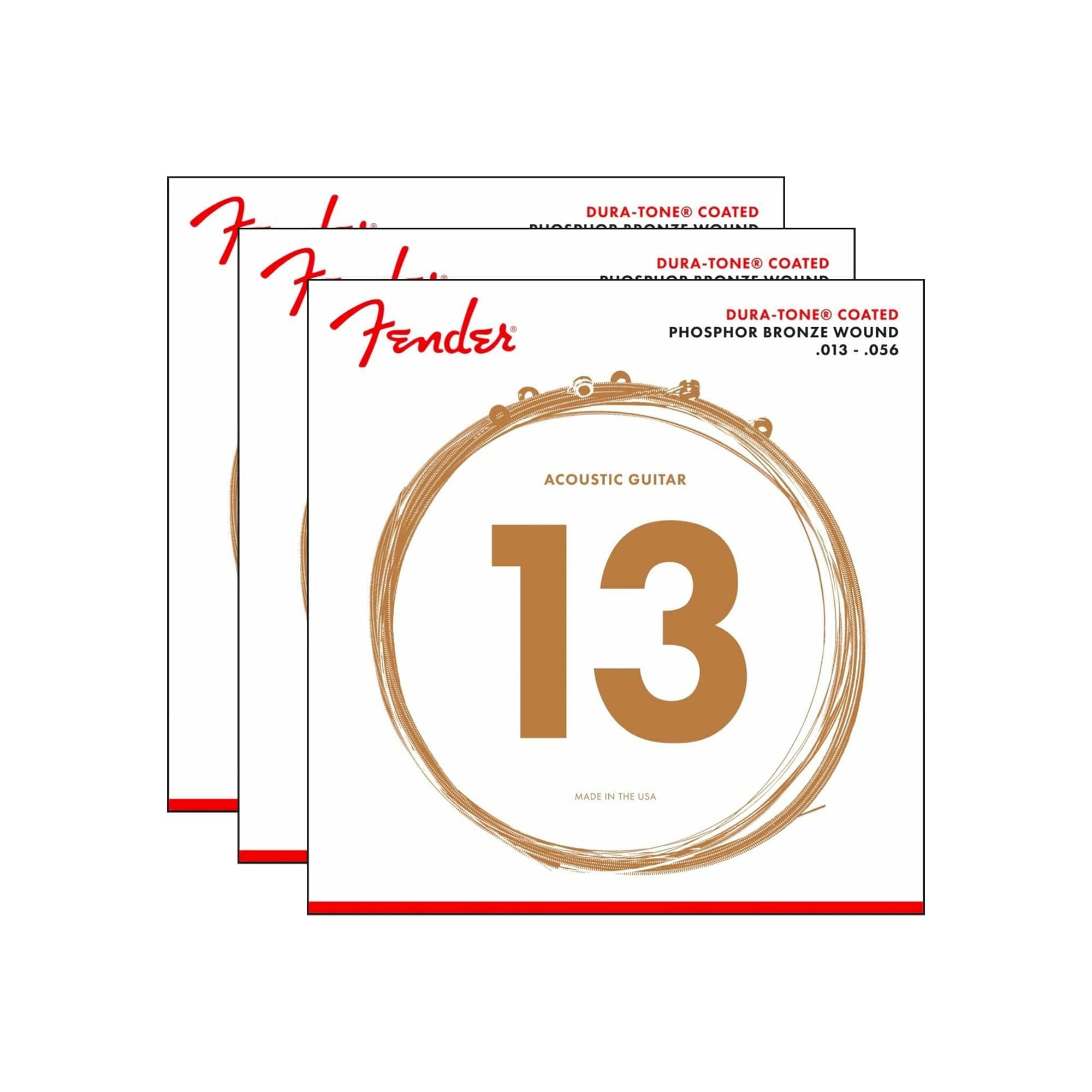 Fender 860M Phosphor Bronze Coated Strings 13-56 3 Pack Bundle Accessories / Strings / Guitar Strings