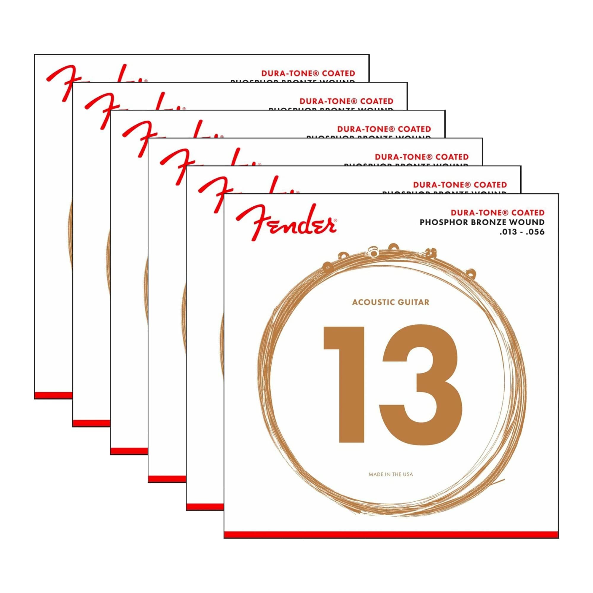 Fender 860M Phosphor Bronze Coated Strings 13-56 6 Pack Bundle Accessories / Strings / Guitar Strings