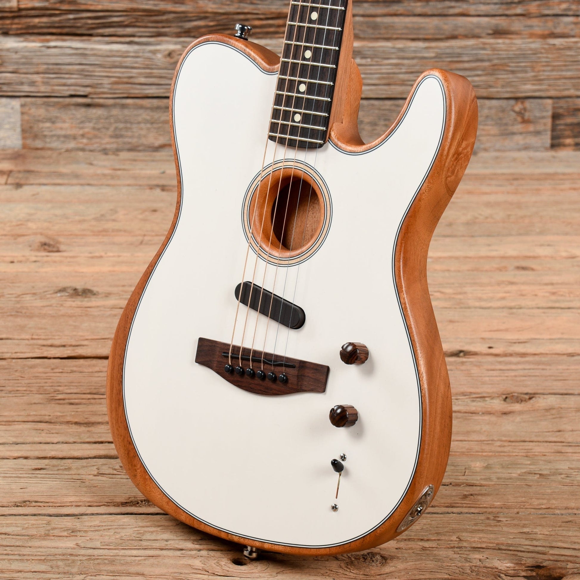 Fender Acoustasonic Player Telecaster Arctic White Acoustic Guitars / Built-in Electronics