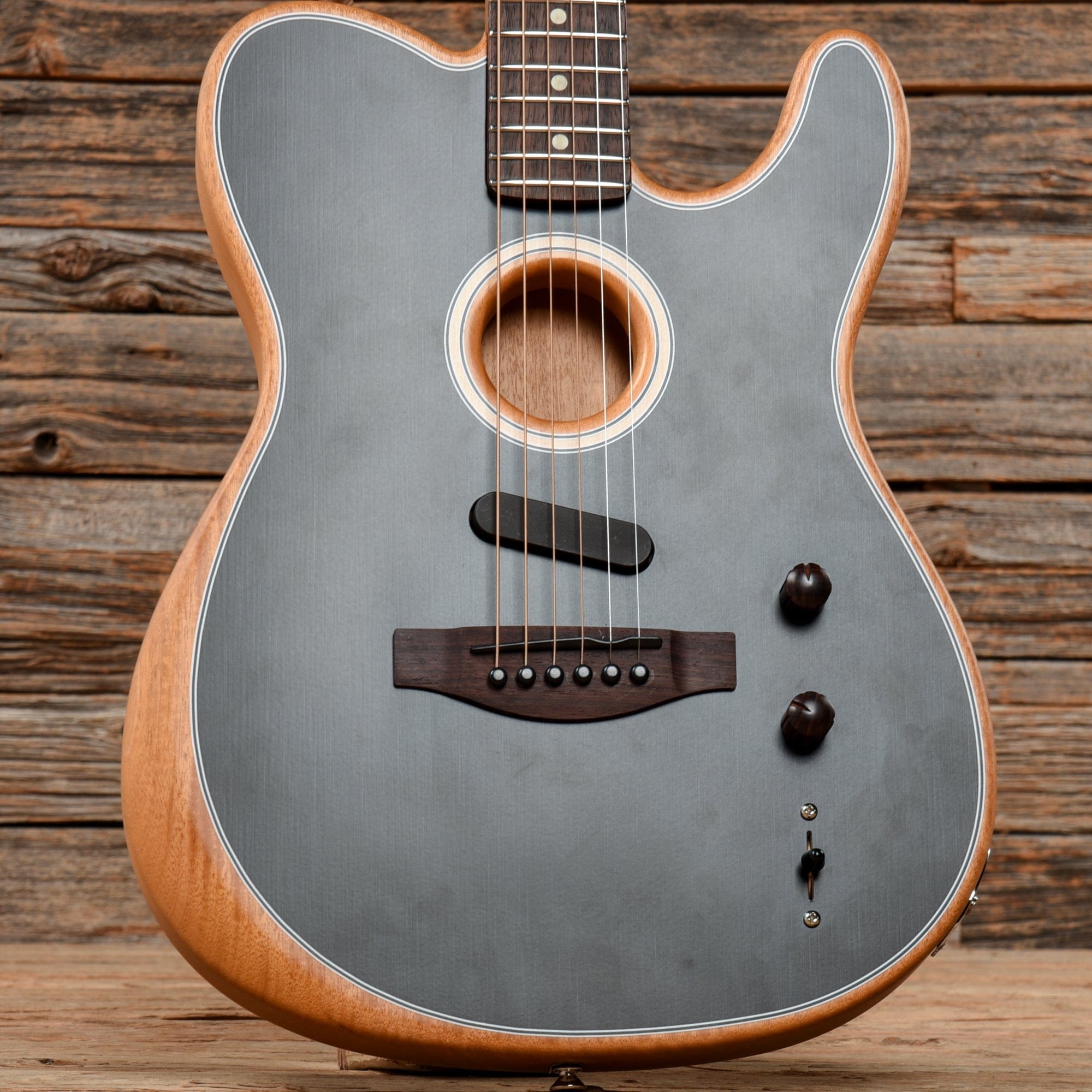 Fender Acoustasonic Player Telecaster Brushed Black Acoustic Guitars / Built-in Electronics