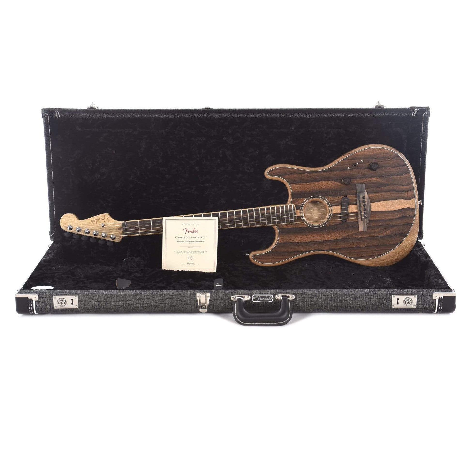 Fender Acoustasonic Stratocaster Exotic Ziricote Acoustic Guitars / Built-in Electronics