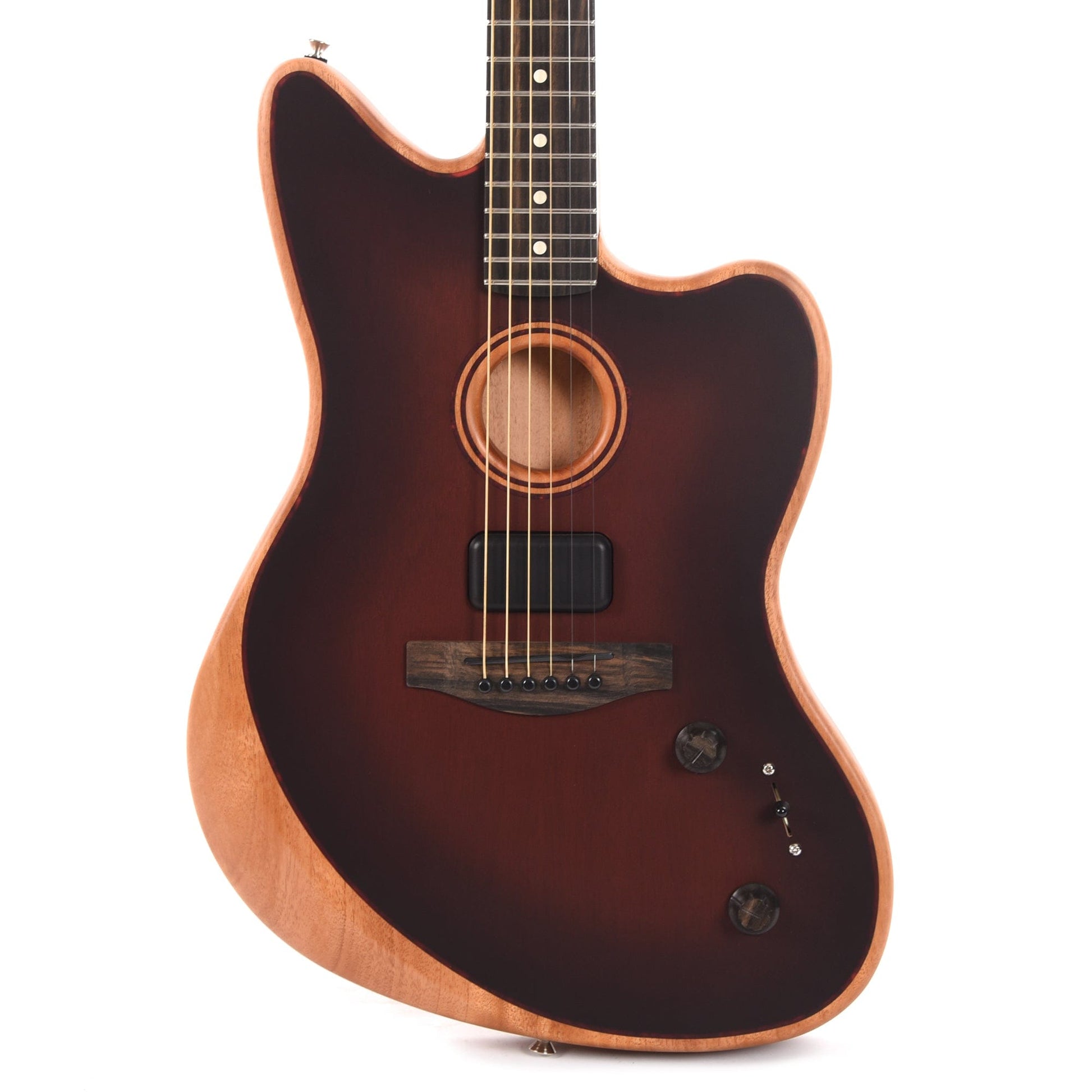 Fender American Acoustasonic Jazzmaster All-Mahogany Brownburst Acoustic Guitars / Built-in Electronics