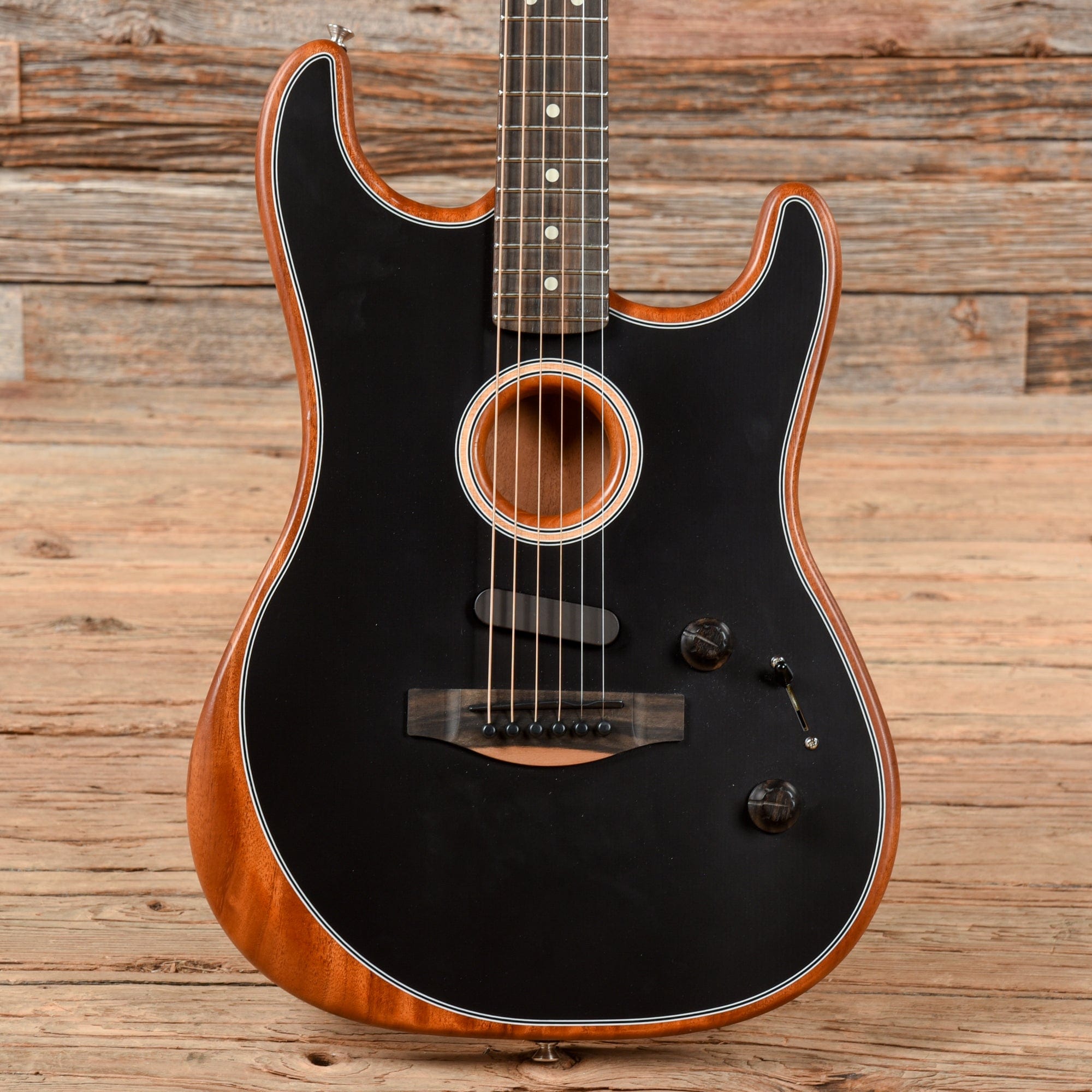 Fender American Acoustasonic Stratocaster Black 2020 Acoustic Guitars / Built-in Electronics