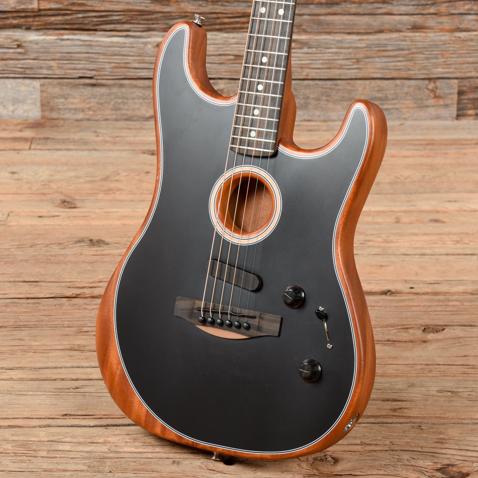 Fender American Acoustasonic Stratocaster Black 2020 Acoustic Guitars / Built-in Electronics