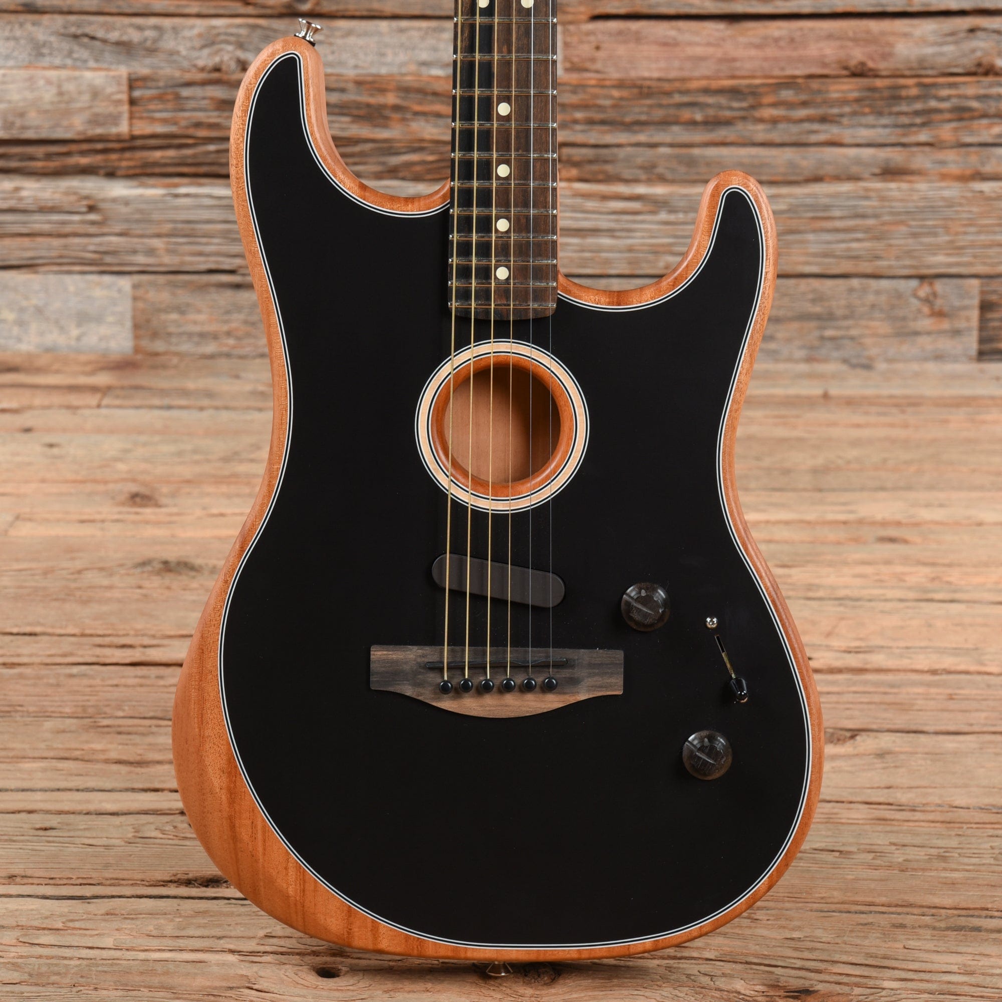 Fender American Acoustasonic Stratocaster Black 2021 Acoustic Guitars / Built-in Electronics