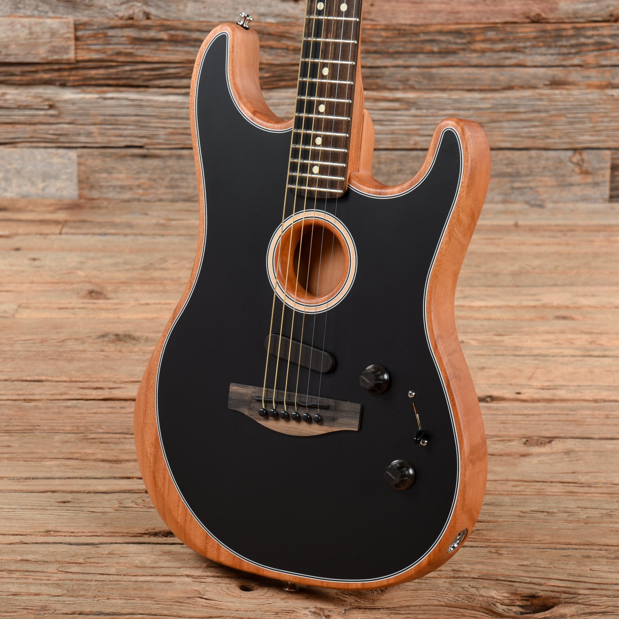 Fender American Acoustasonic Stratocaster Black 2021 Acoustic Guitars / Built-in Electronics