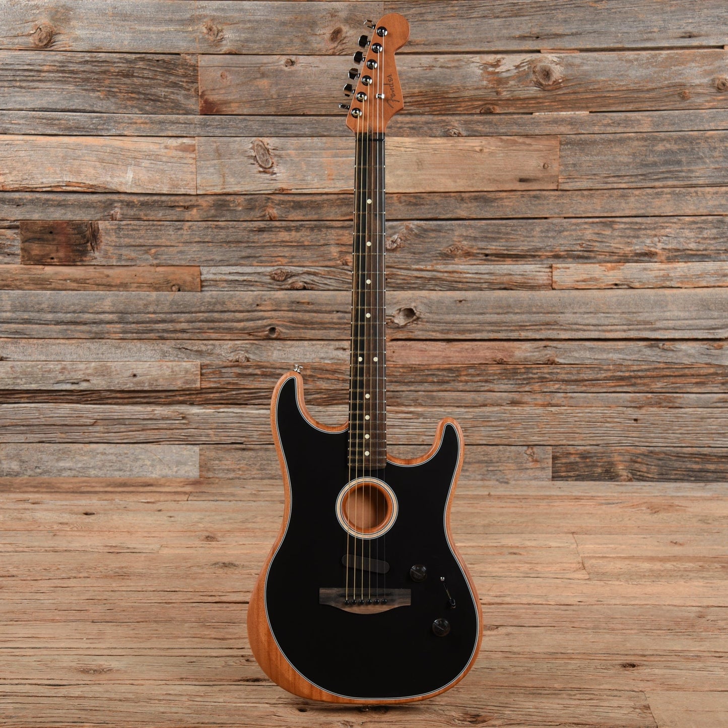 Fender American Acoustasonic Stratocaster Black 2021 Acoustic Guitars / Built-in Electronics