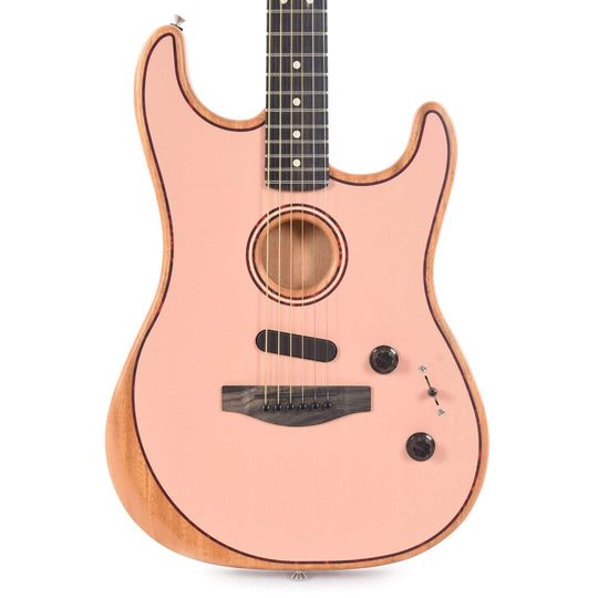 Fender American Acoustasonic Stratocaster Shell Pink w/Tortoise Rosette & Purfling Acoustic Guitars / Built-in Electronics