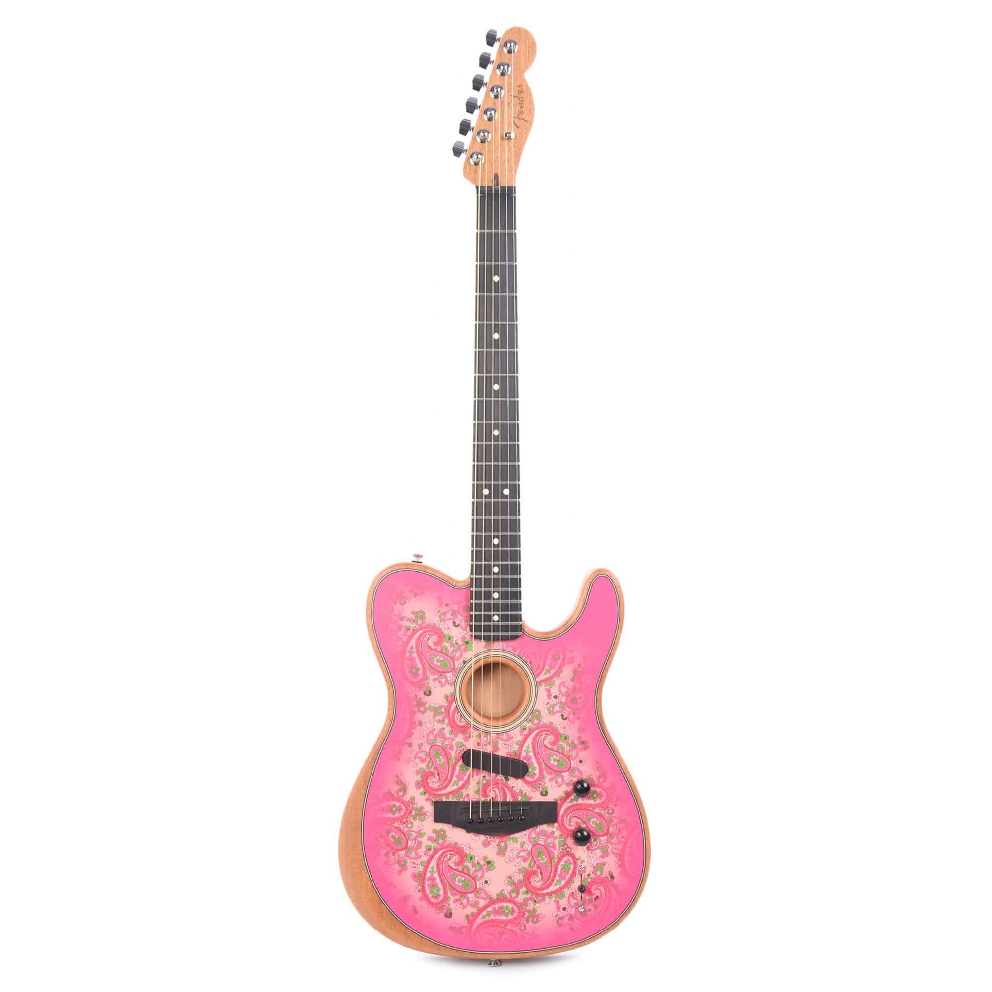 Fender Limited Edition Acoustasonic Telecaster Pink Paisley Acoustic Guitars / Built-in Electronics