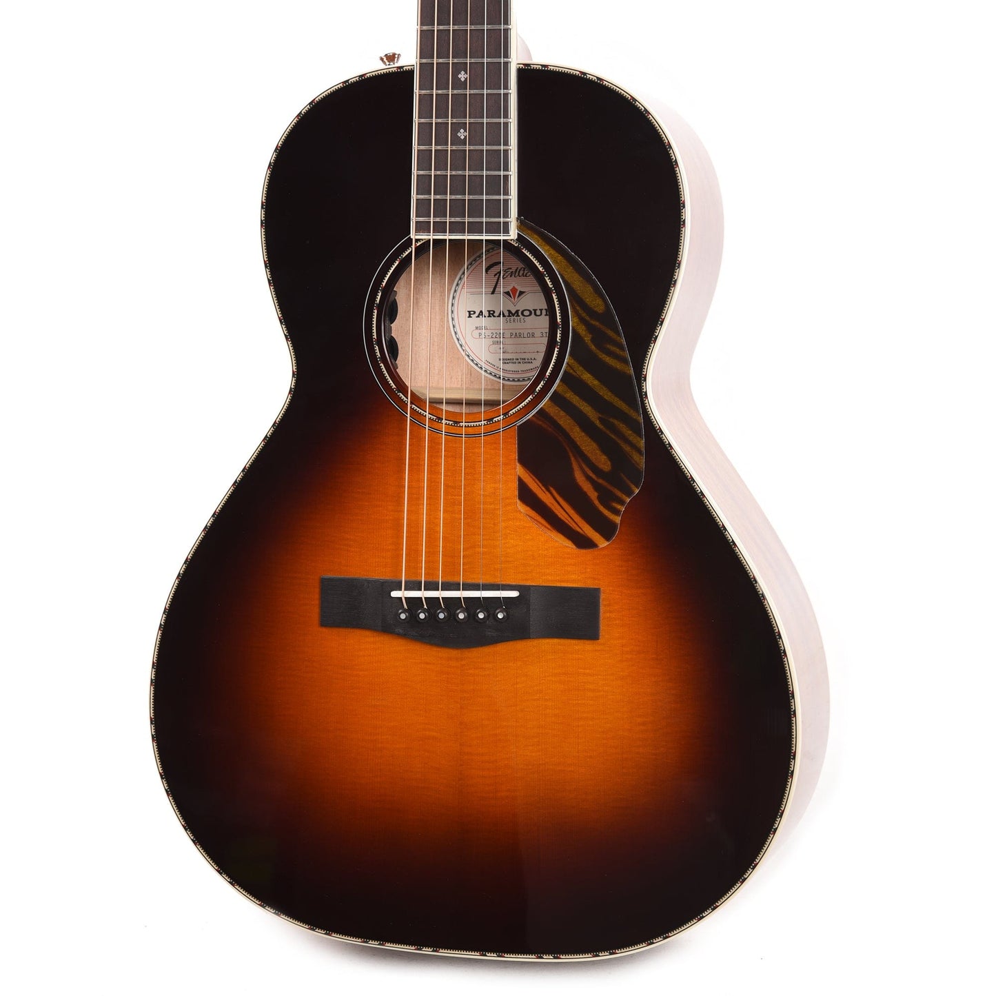 Fender Paramount PS-220E Parlor 3-Tone Vintage Sunburst Acoustic Guitars / Parlor