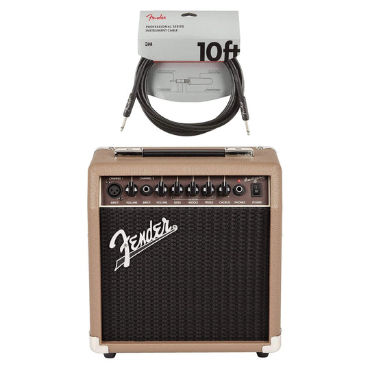 Fender Acoustasonic 15 Combo Cable Bundle Amps / Acoustic Amps