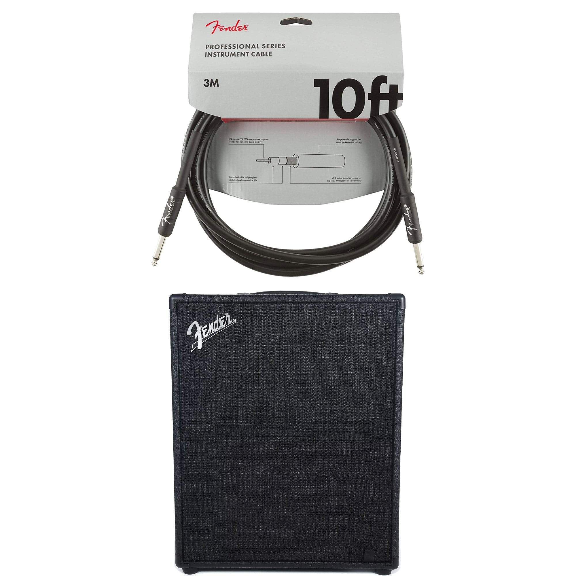 Fender Rumble Stage 800 2x10 Combo Black Cable Bundle Amps / Bass Combos