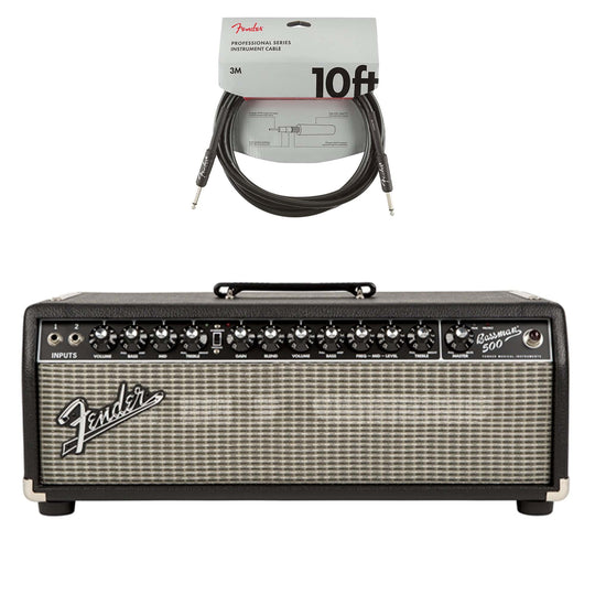 Fender Bassman 500 Head Black/Silver Cable Bundle Amps / Bass Heads