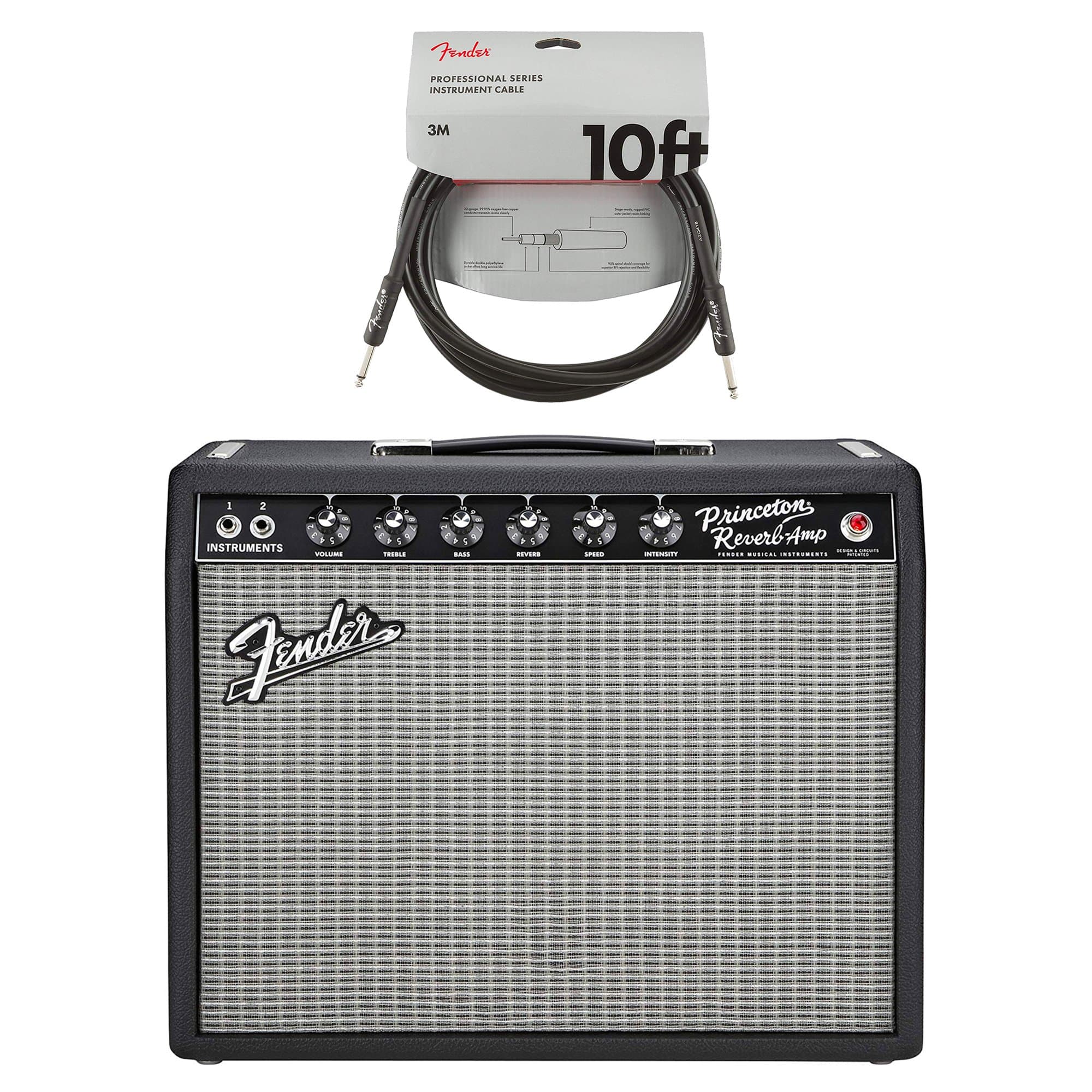Fender '65 Princeton Reverb 15w 1x10 Combo Cable Bundle Amps / Guitar Combos