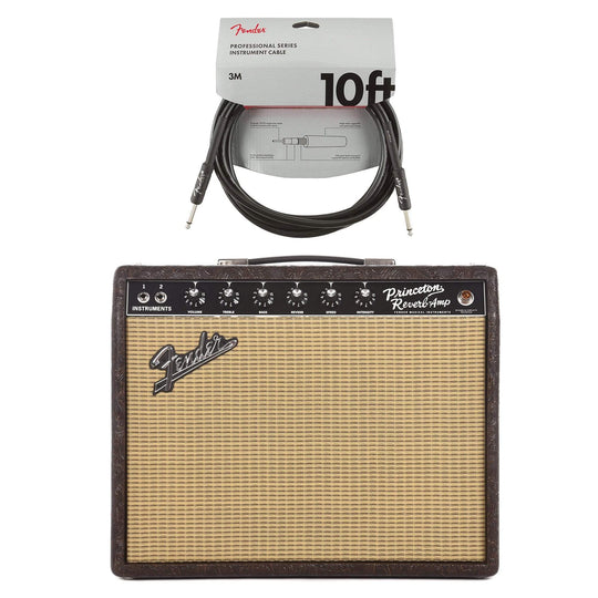 Fender '65 Princeton Reverb FSR Brown Western w/Jenson C12Q Speaker Cable Bundle Amps / Guitar Combos