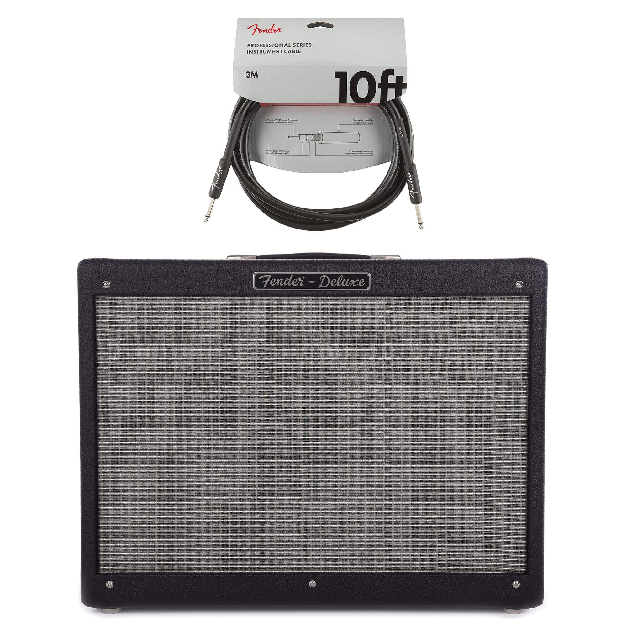 Fender Hot Rod Deluxe 112 Enclosure Black & Silver w/Celestion G12P-80 Cable Bundle Amps / Guitar Combos