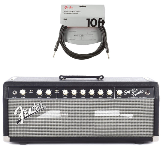 Fender Super-Sonic 22 Head Black & Silver 120V 8 ohm Cable Bundle Amps / Guitar Heads