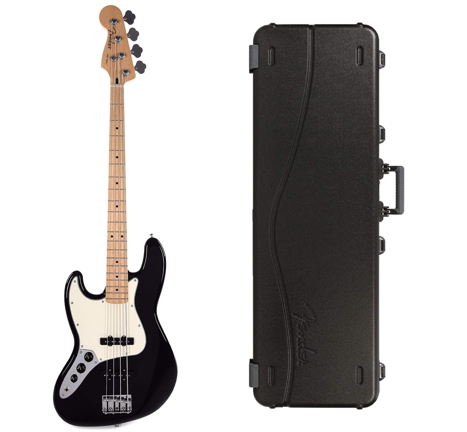 Fender Player Jazz Bass LEFTY Black Bundle w/Fender Molded Hardshell Case Bass Guitars / 4-String,Bass Guitars / Left-Handed