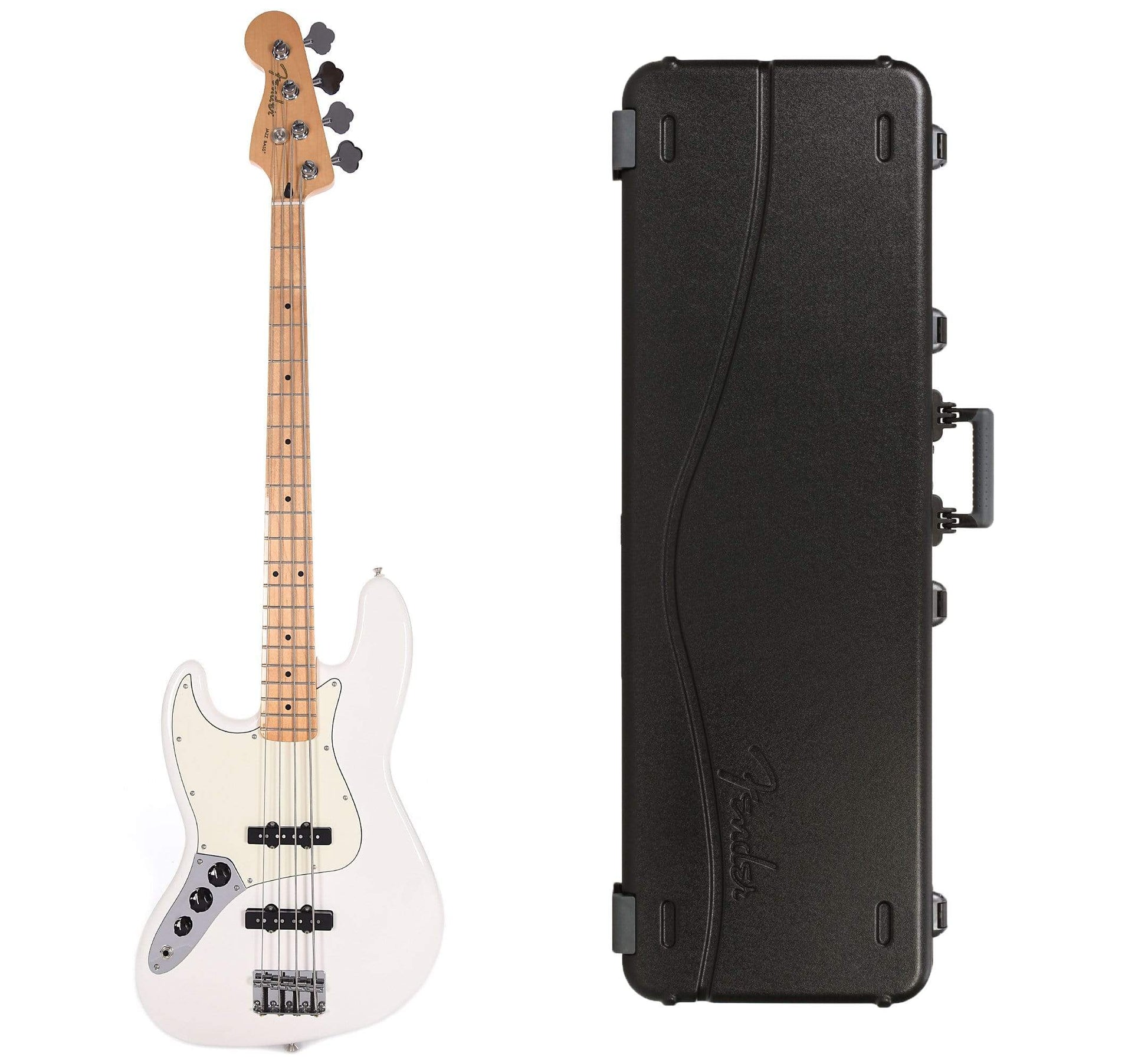 Fender Player Jazz Bass LEFTY Polar White Bundle w/Fender Molded Hardshell Case Bass Guitars / 4-String,Bass Guitars / Left-Handed