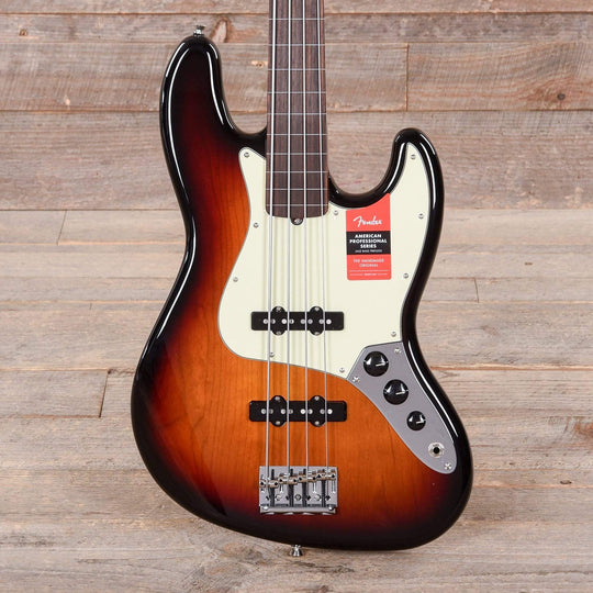 Fender American Pro Jazz Bass Fretless 3-Color Sunburst w/Mint Pickguard Bass Guitars / 4-String