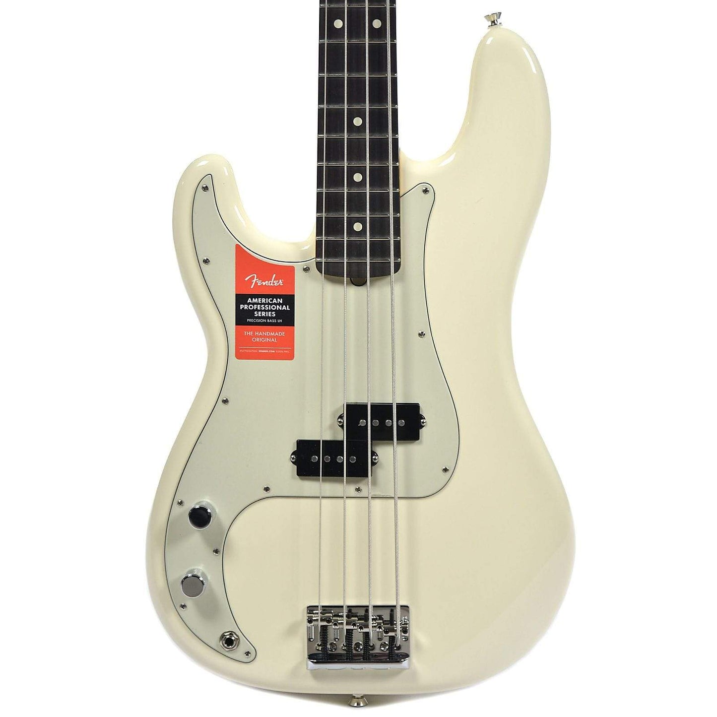 Fender American Pro Precision Bass Lefty RW Olympic White w/ Mint Pickguard USED Bass Guitars / 4-String