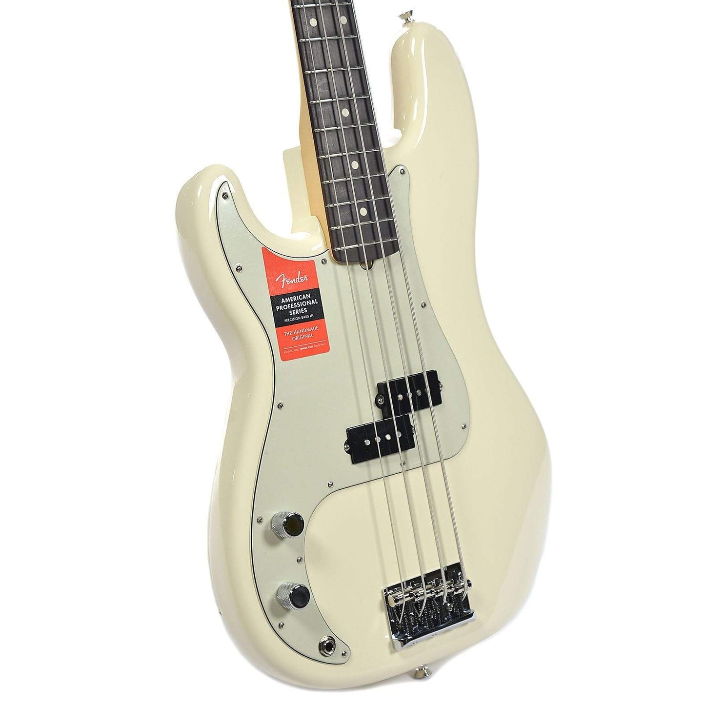 Fender American Pro Precision Bass Lefty RW Olympic White w/ Mint Pickguard USED Bass Guitars / 4-String