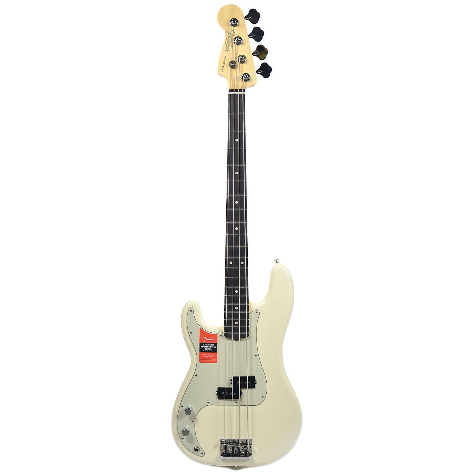 Fender American Pro Precision Bass Lefty RW Olympic White w/ Mint Pickguard USED Bass Guitars / 4-String