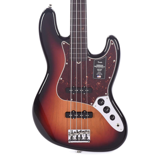 Fender American Professional II Jazz Bass Fretless 3-Tone Sunburst Bass Guitars / 4-String