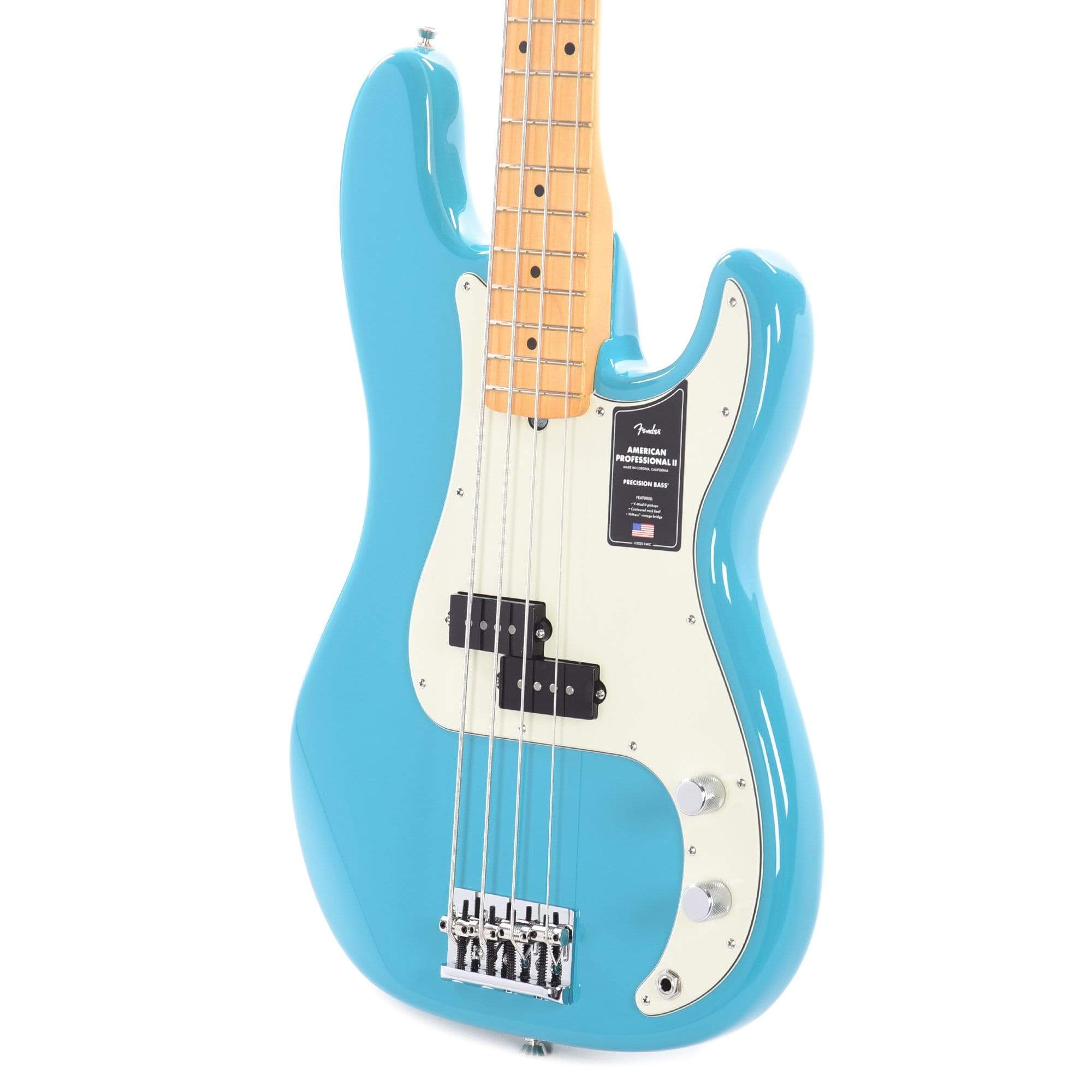 Fender American Professional II Precision Bass Miami Blue Bass Guitars / 4-String