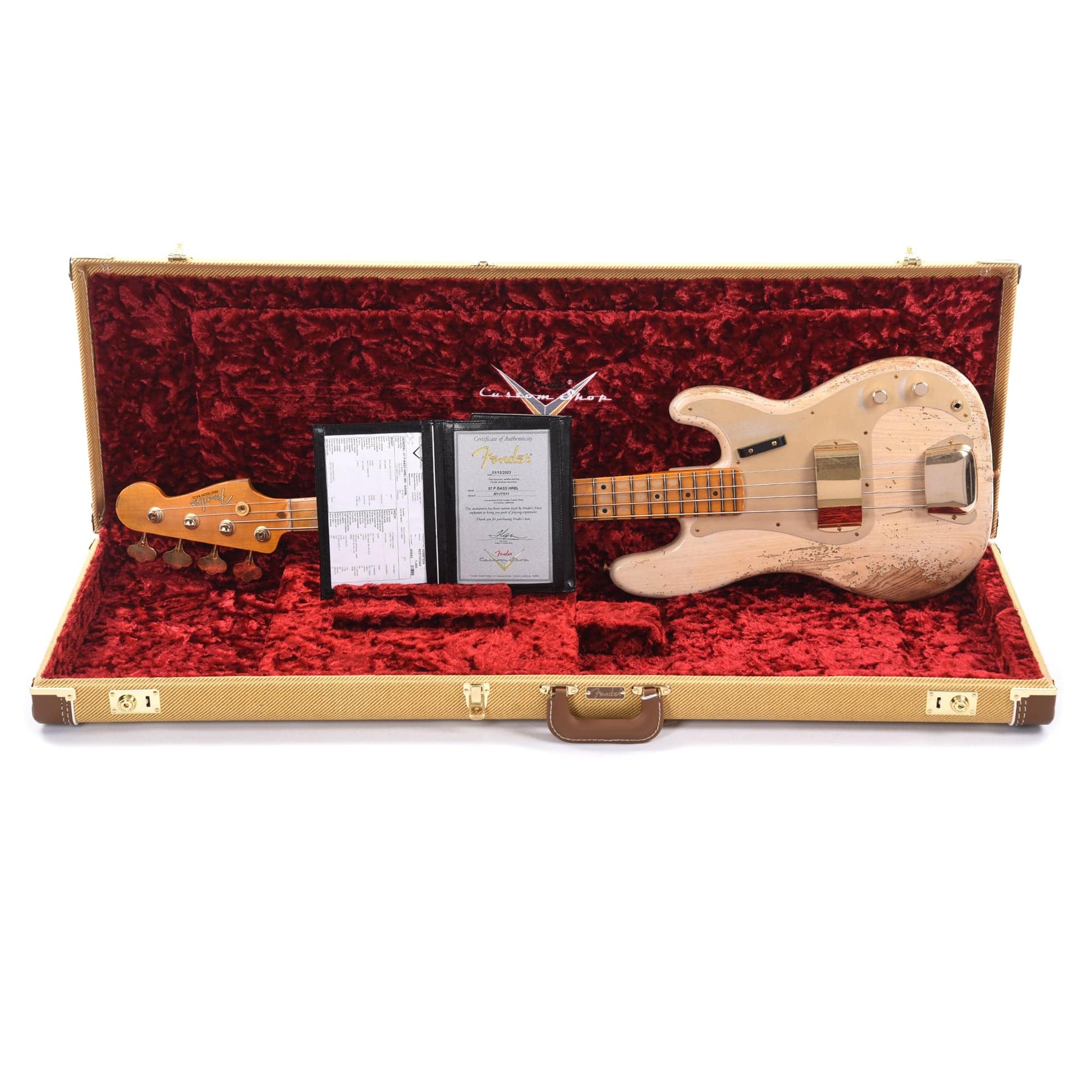 Fender Custom Shop 1957 Precision Bass Ash Heavy Relic Super Aged White Blonde w/Gold Hardware Bass Guitars / 4-String