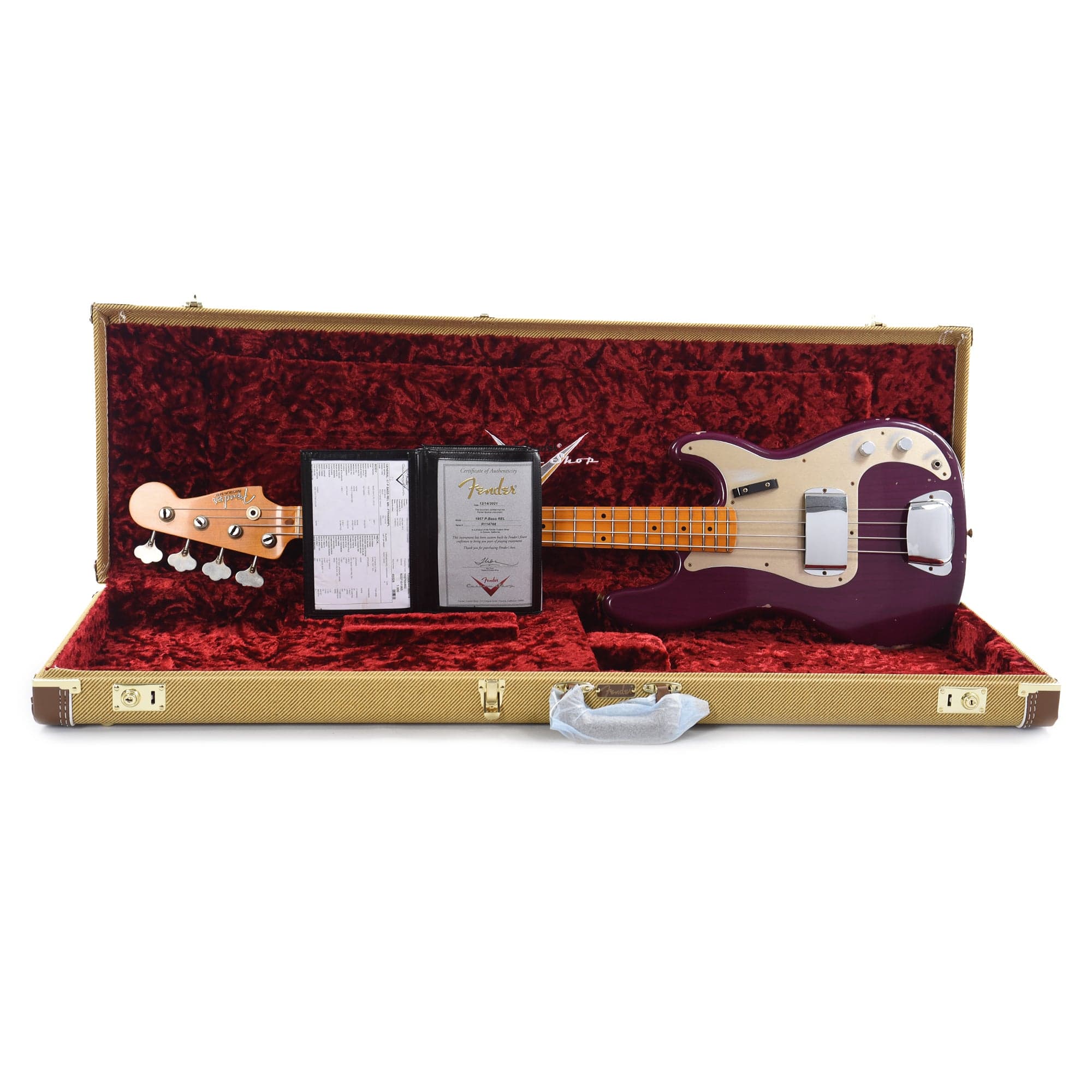 Fender Custom Shop 1957 Precision Bass Ash Relic Faded Trans Midnight Purple Bass Guitars / 4-String