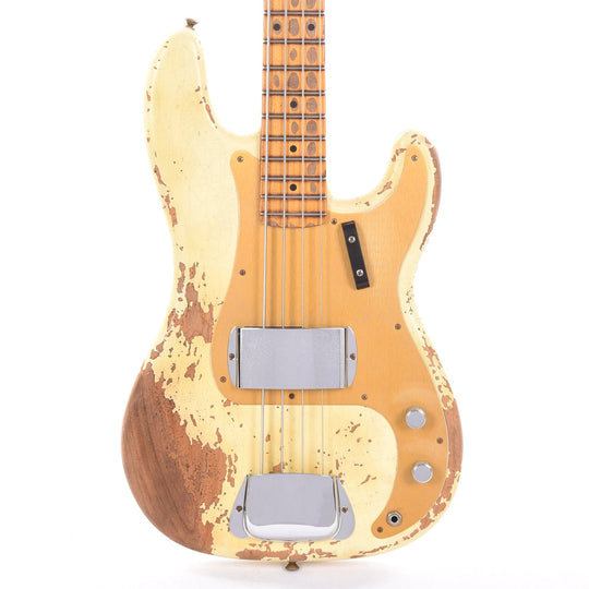 Fender Custom Shop 1958 Precision Bass Heavy Relic Vintage White Bass Guitars / 4-String