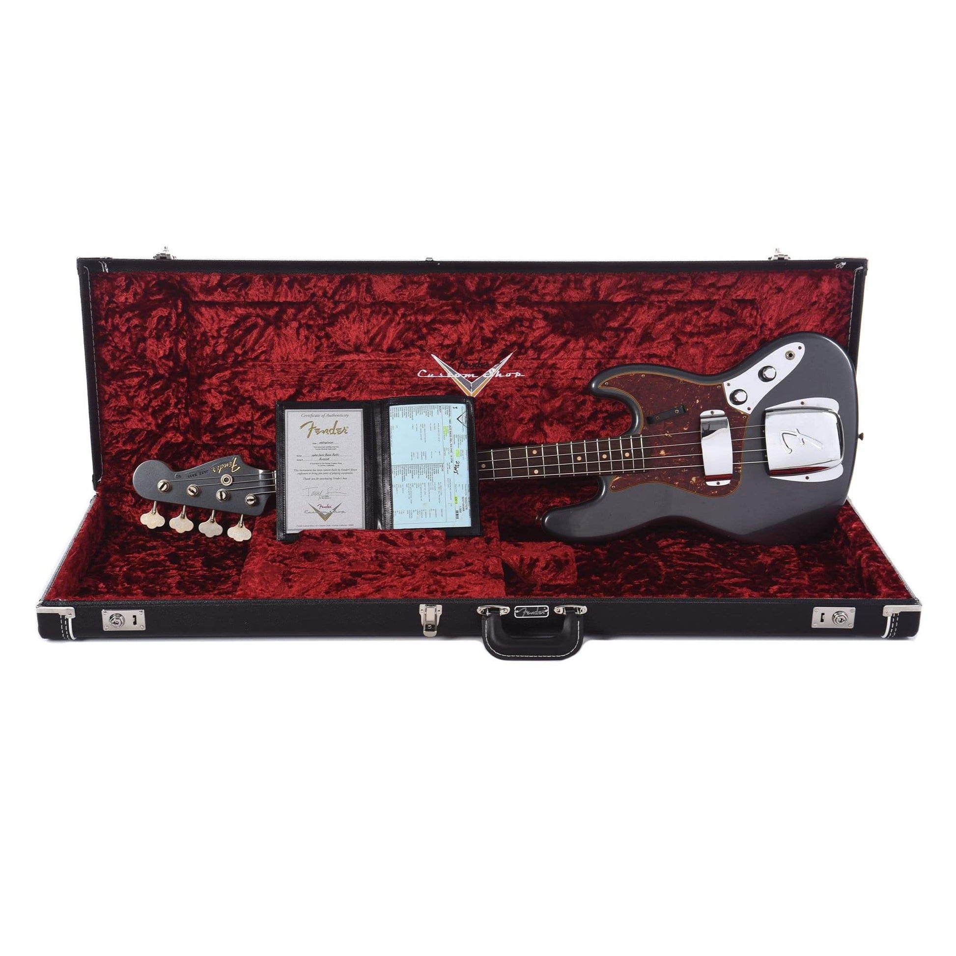 Fender Custom Shop 1960 Jazz Bass "CME Spec" Journeyman Relic Aged Charcoal Frost Metallic w/Painted Headcap Bass Guitars / 4-String