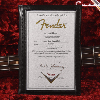 Fender Custom Shop 1960 Jazz Bass "CME Spec" Journeyman Relic Super Aged Blue Sparkle w/Painted Headcap & 3-Ply Parchment Pickguard Bass Guitars / 4-String
